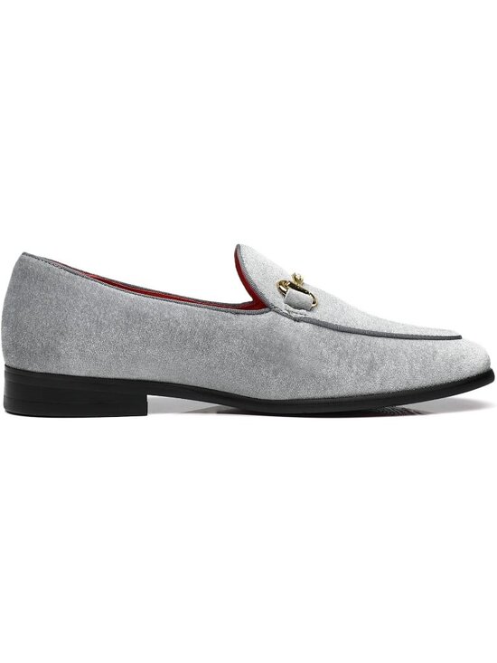 Men\'s Grey Velvet Loafers Wedding Party Prom Homecoming Shoes